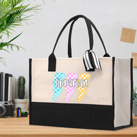 Plaid Library Cotton Tote Bag
