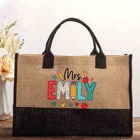 Personalized Name Pencil Colorful Heart Cotton Tote Bag