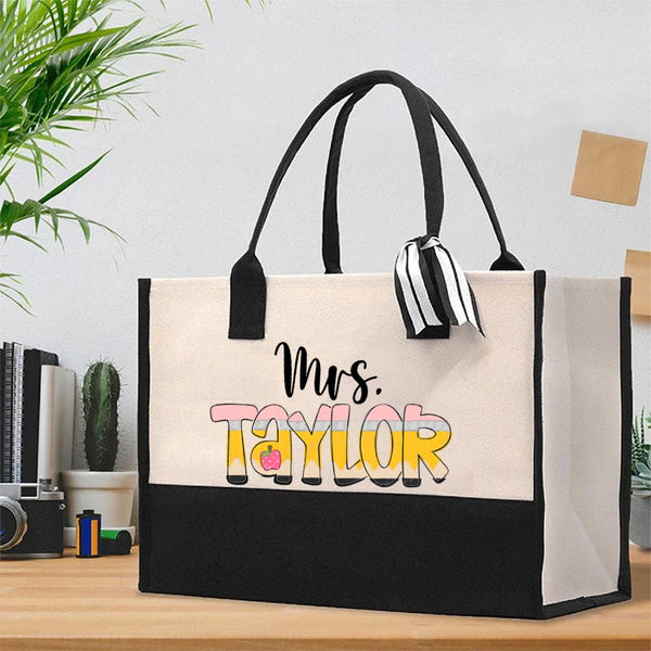 Personalized Name Gradient Letter Design Cotton Tote Bag