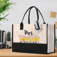 Personalized Name Gradient Letter Design Cotton Tote Bag
