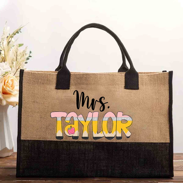 Personalized Name Gradient Letter Design Cotton Tote Bag