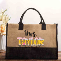 Personalized Name Gradient Letter Design Cotton Tote Bag
