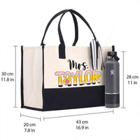 Personalized Name Gradient Letter Design Cotton Tote Bag
