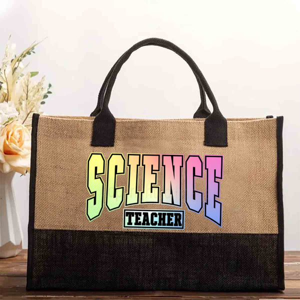 Gradient Letter Design Science Teacher Cotton Tote Bag