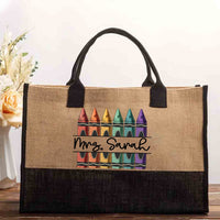 Personalized name colorful crayon Cotton Tote Bag