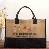 We All Grow At Different Rates Special Education Teacher Christmas Gingerbread Cotton Tote Bag