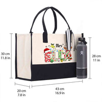Personalized Name Christmas Atmosphere Fonts And Snowflakes Christmas Cotton Tote Bag