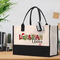 Personalized Name Librarian Christmas Atmosphere Cotton Tote Bag
