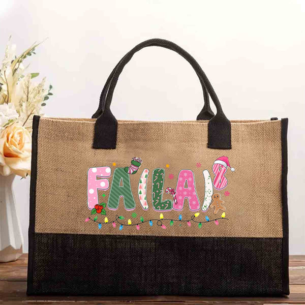 Fa La Christmas Math Pink letters Cotton Tote Bag