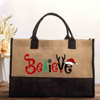 Believe Christmas Tree And Santa Hat Cotton Tote Bag