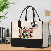Personalized Name Colorful Crayons And Snowflakes Cotton Tote Bag