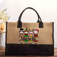 Personalized Name Colorful Crayons And Snowflakes Cotton Tote Bag