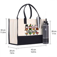 Personalized Name Colorful Crayons And Snowflakes Cotton Tote Bag