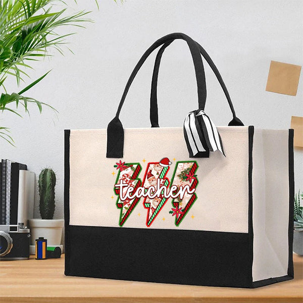 Teachers' Christmas Festive Vibes Cotton Tote Bag