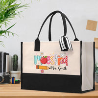 Personalized Name Maestra Apple And Pencil Cotton Tote Bag