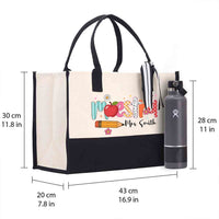 Personalized Name Maestra Apple And Pencil Cotton Tote Bag