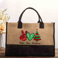 Peace Love Christmas Cotton Tote Bag