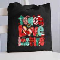 Teach Love Inspire Christmas Bow Canvas Tote Bag