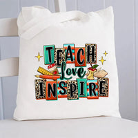 Teach Love Inspire Leopard Canvas Tote Bag