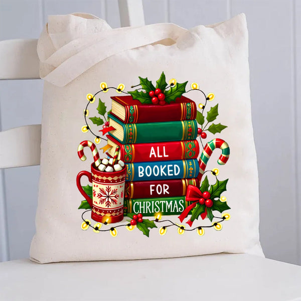 All Booked For Christmas Canvas Tote Bag