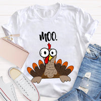 Moo Turkey Thanksgiving Teacher T-Shirt