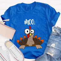 Moo Turkey Thanksgiving Teacher T-Shirt