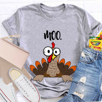 Moo Turkey Thanksgiving Teacher T-Shirt