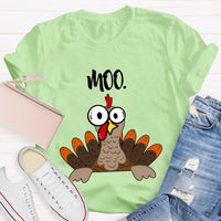 Moo Turkey Thanksgiving Teacher T-Shirt