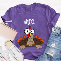 Moo Turkey Thanksgiving Teacher T-Shirt