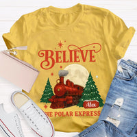 Personalized Name Believe The Polar Express Christmas Tree T-shirt