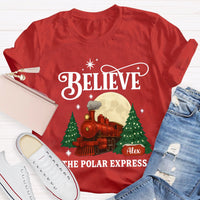 Personalized Name Believe The Polar Express Christmas Tree T-shirt