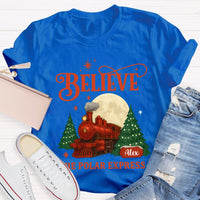 Personalized Name Believe The Polar Express Christmas Tree T-shirt