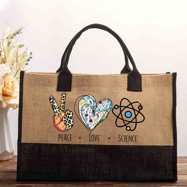 Peace Love Science Cotton Tote Bag