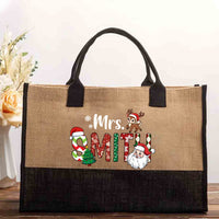 Personalized Name Christmas Printed Cotton Tote Bag