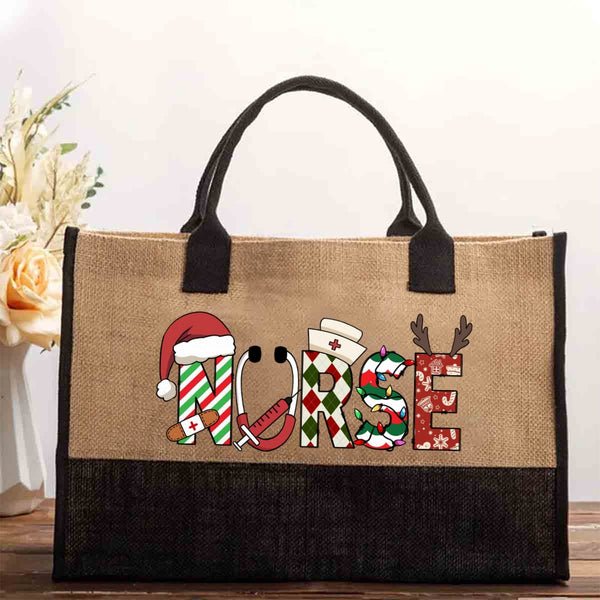 Christmas Nurse Cotton Tote Bag
