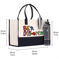 Be Different Colorful Letter Cotton Tote Bag