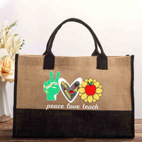 Peace Love Teach Cotton Tote Bag
