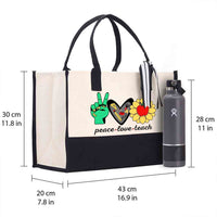 Peace Love Teach Cotton Tote Bag