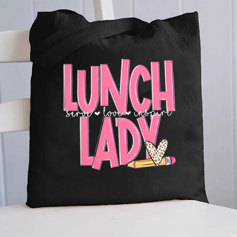 Lunch Lady Serve Love Inspire Canvas Tote Bag