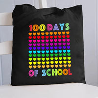 100 Days Of School Colorful Heart Canvas Tote Bag