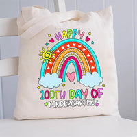 Personalized Grade Happy 100th Days Rainbow Bridge Canvas Tote Bag