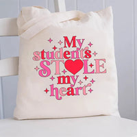 My Students Stole My Heart Canvas Tote Bag