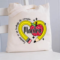 Ensenar Es Un Trabajo De Coragou Maestra Canvas Tote Bag