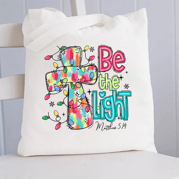 Be The Light Christmas Canvas Tote Bag