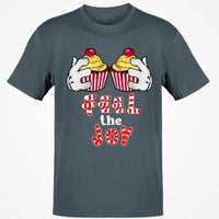 Adorable Cartoon Cupcake Graphic Tee, Feel the Joy Christmas Shirt, Holiday Sweets T-Shirt, Festive Winter Shirt, Dessert Lover Xmas Present