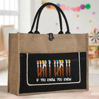 If You Know You Know Art Printed Color-Blocking Tote Bag