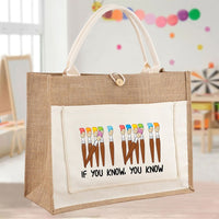 If You Know You Know Art Printed Color-Blocking Tote Bag