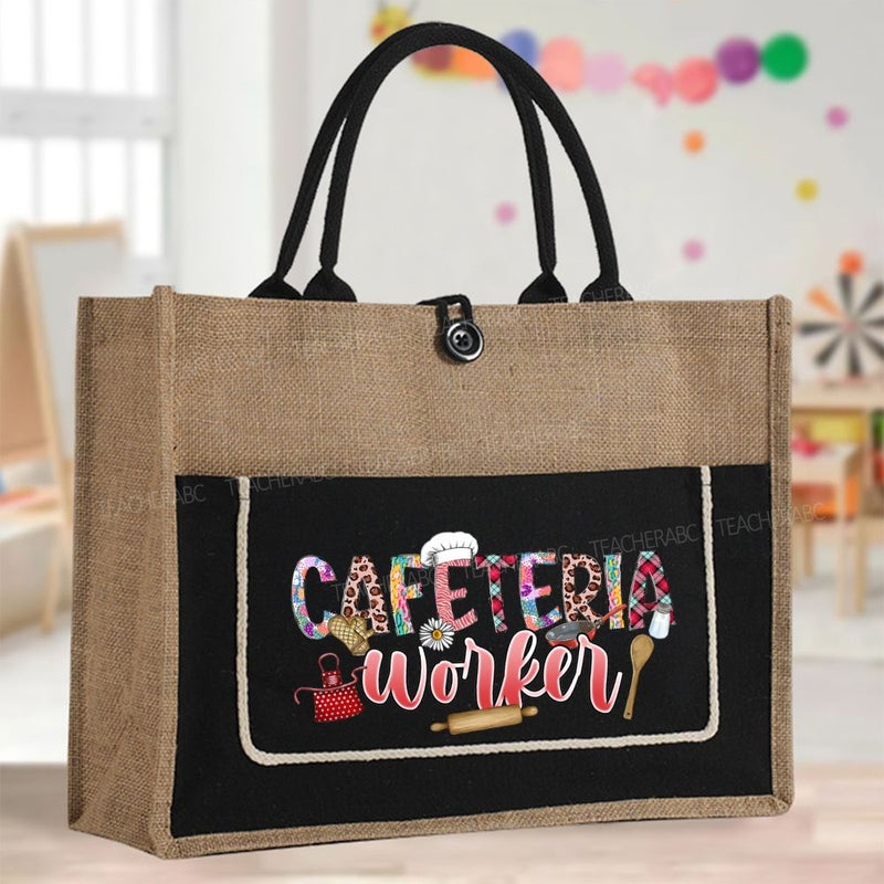 Cafeteria Worker Leopard Print Color-Blocking Tote Bag