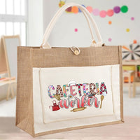Cafeteria Worker Leopard Print Color-Blocking Tote Bag