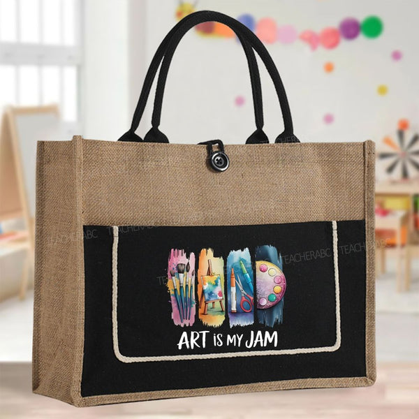 Art Is My Jam Color-Blocking Tote Bag